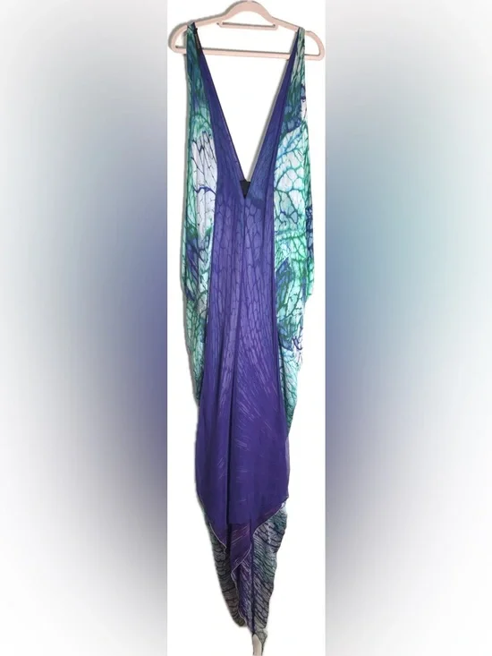 Roberto Cavalli Purple and Blue Printed Silk Dress - Picture 3 of 11
